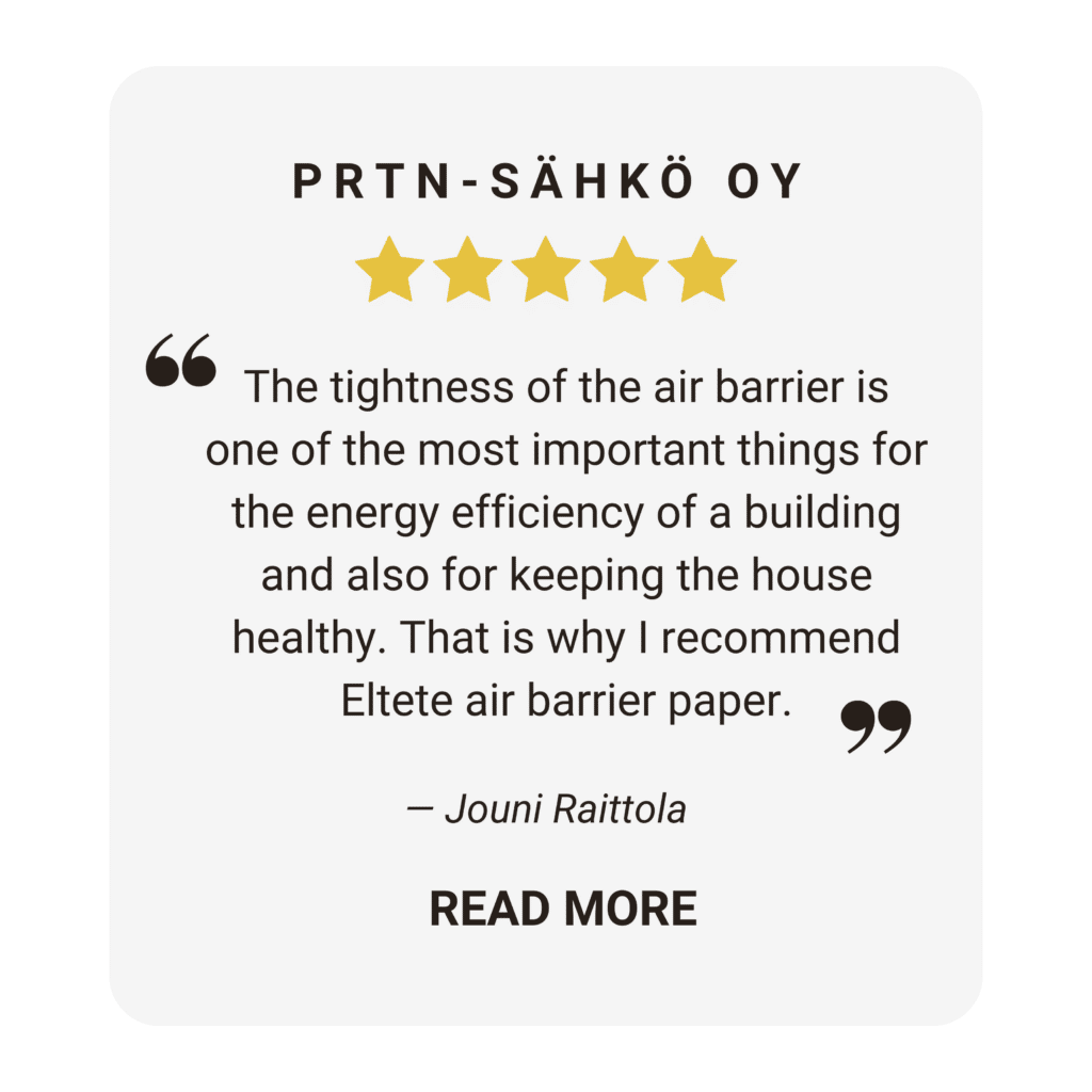 Review of PRTN Oy for Eltete air barrier paper